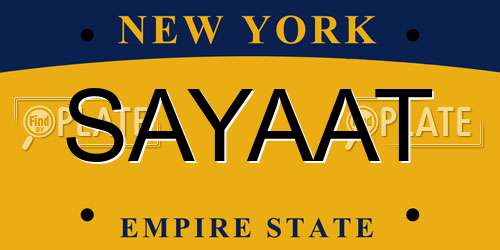 SAYAAT New York License Plate
