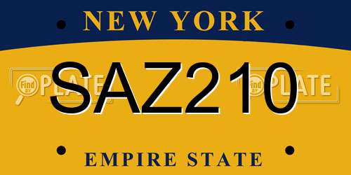 SAZ210 New York License Plate