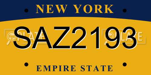SAZ2193 New York License Plate
