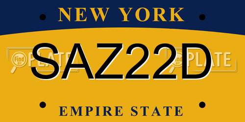 SAZ22D New York License Plate