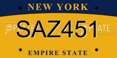 SAZ451 New York License Plate