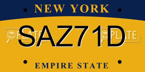 SAZ71D New York License Plate