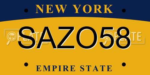 SAZO58 New York License Plate