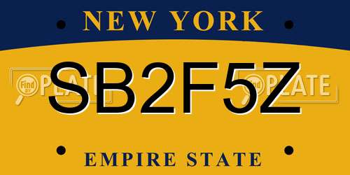 SB2F5Z New York License Plate