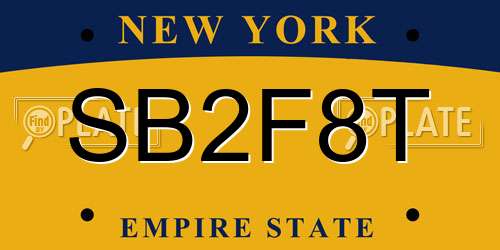 SB2F8T New York License Plate