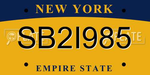 SB2I985 New York License Plate