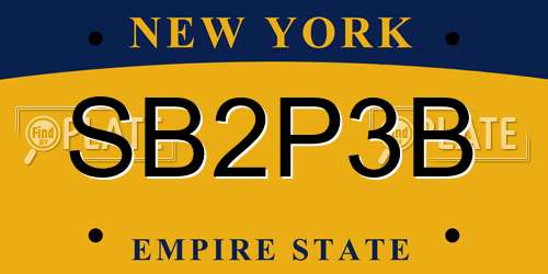 SB2P3B New York License Plate