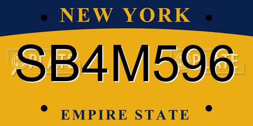 SB4M596 New York License Plate