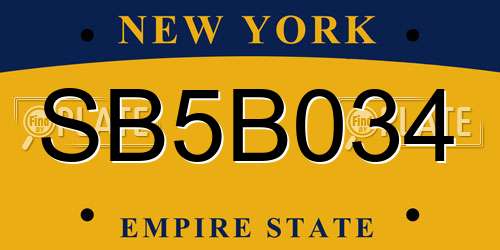 SB5B034 New York License Plate