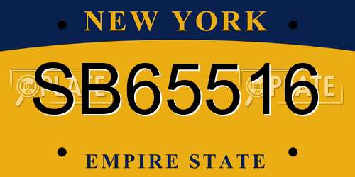 SB65516 New York License Plate