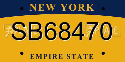 SB68470 New York License Plate