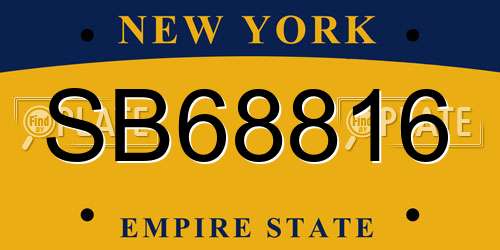 SB68816 New York License Plate
