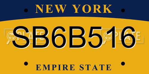 SB6B516 New York License Plate