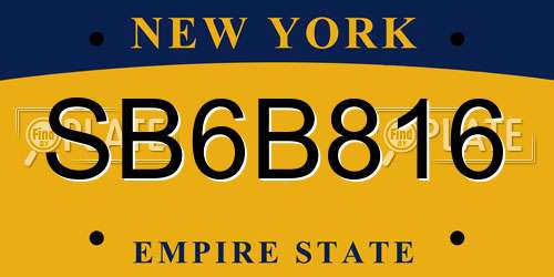 SB6B816 New York License Plate