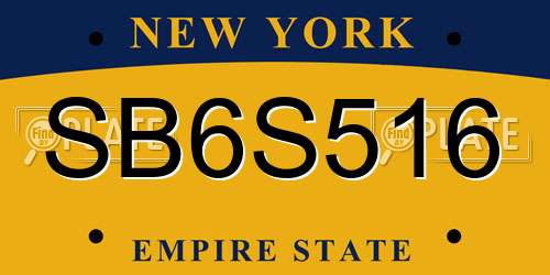 SB6S516 New York License Plate