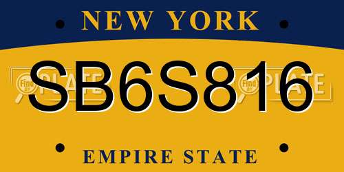 SB6S816 New York License Plate