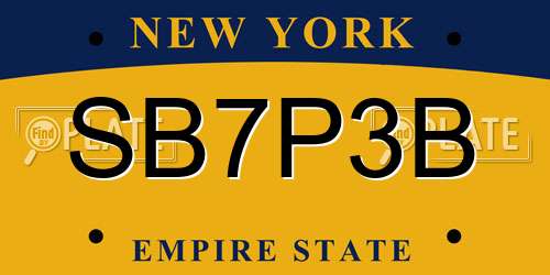 SB7P3B New York License Plate