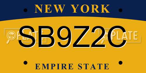 SB9Z2C New York License Plate