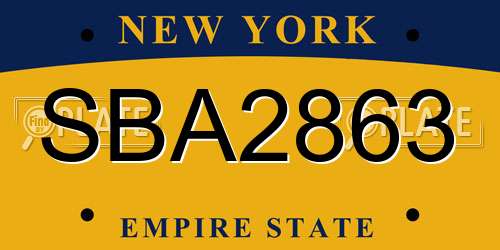 SBA2863 New York License Plate