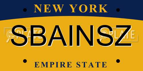 SBAINSZ New York License Plate