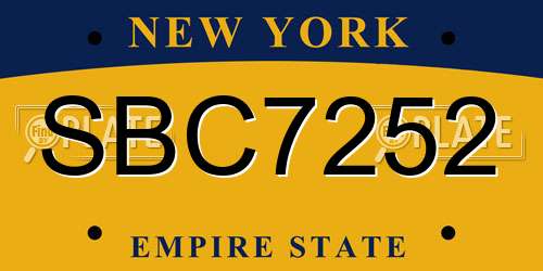 SBC7252 New York License Plate