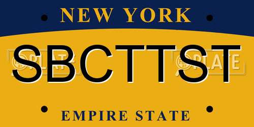 SBCTTST New York License Plate