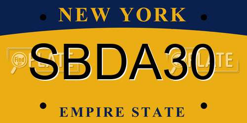 SBDA30 New York License Plate