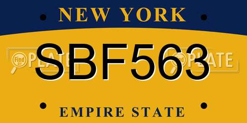 SBF563 New York License Plate