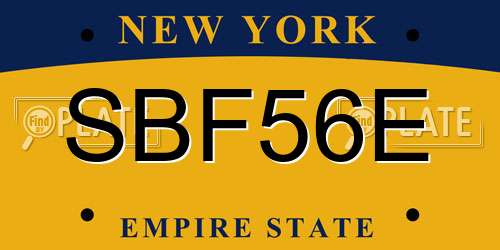 SBF56E New York License Plate