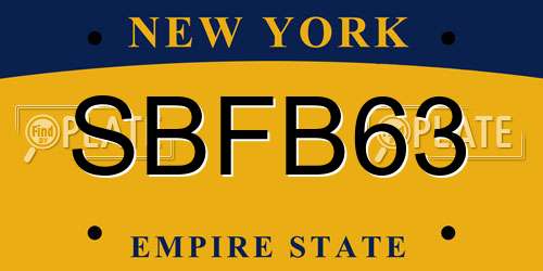 SBFB63 New York License Plate