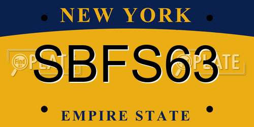 SBFS63 New York License Plate