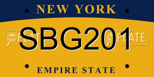 SBG201 New York License Plate