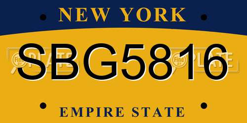 SBG5816 New York License Plate