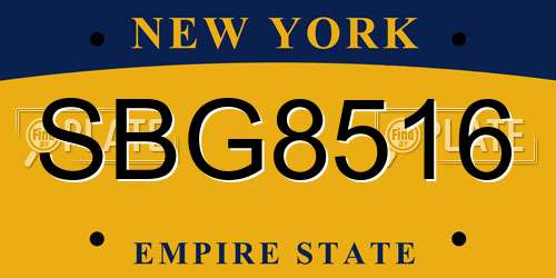 SBG8516 New York License Plate