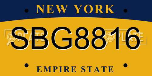 SBG8816 New York License Plate