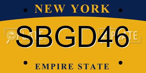 SBGD46 New York License Plate