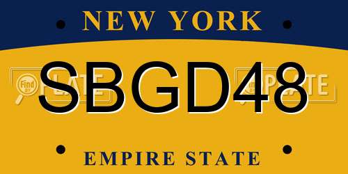SBGD48 New York License Plate