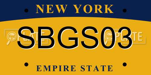 SBGS03 New York License Plate