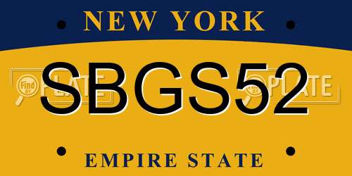 SBGS52 New York License Plate