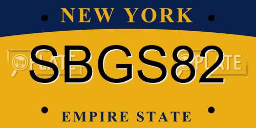 SBGS82 New York License Plate