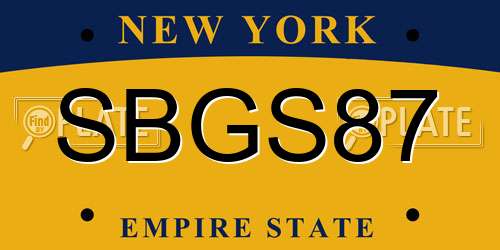 SBGS87 New York License Plate