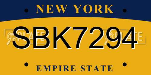 SBK7294 New York License Plate