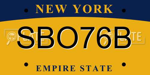 SBO76B New York License Plate