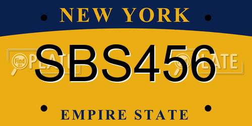 SBS456 New York License Plate