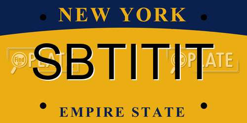 SBTITIT New York License Plate