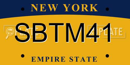 SBTM41 New York License Plate