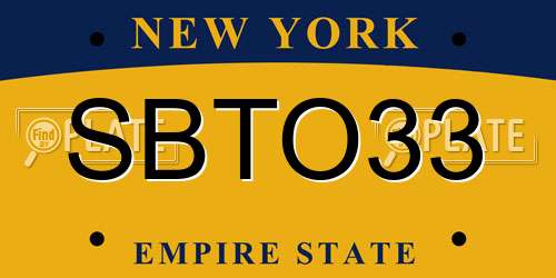 SBTO33 New York License Plate