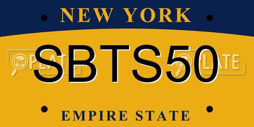 SBTS50 New York License Plate
