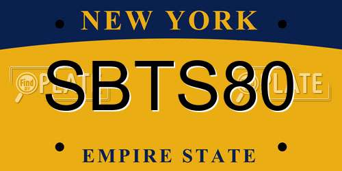 SBTS80 New York License Plate
