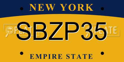 SBZP35 New York License Plate